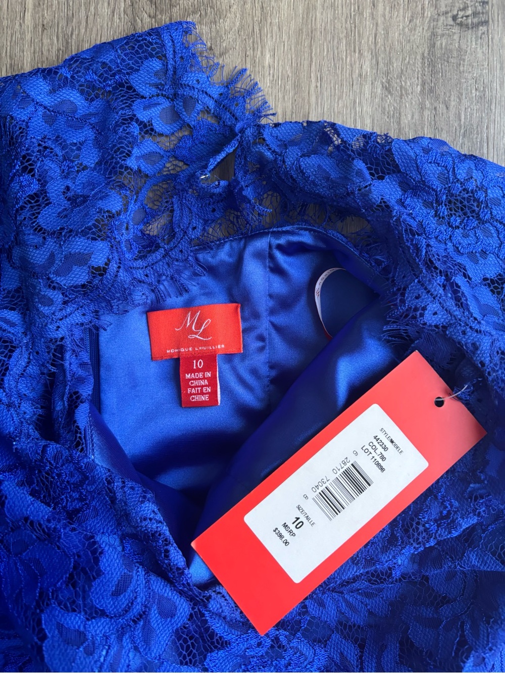 NWT Monique Lhuillier Lace Sheath Open Back Dress Size 10 - Picture 5 of 12